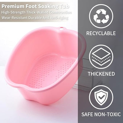 Foot Soaking Tub Large Size Foot Basin Sturdy Soaking Feet Bucket Massager Tub Exfoliation Callus Pedicure Foot Spa Bath Bucket for Women and Men (Pink)