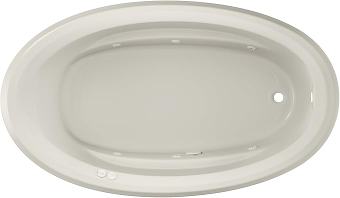 Jacuzzi SIGNATURE Acrylic Drop-In Bathtub, Jet Massage Tub, Slip Resistant, Right Drain Placement, 72" (L) x 42" (W), Oval, Oyster
