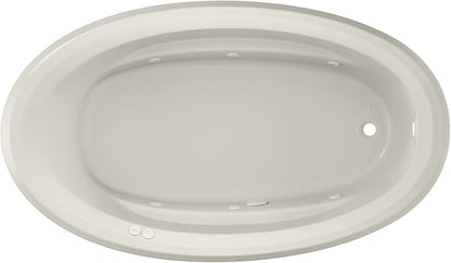 Jacuzzi SIGNATURE Acrylic Drop-In Bathtub, Jet Massage Tub, Slip Resistant, Right Drain Placement, 72" (L) x 42" (W), Oval, Oyster