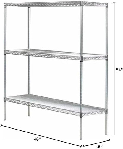 Omega 30" Deep x 48" Wide x 54" High 3 Tier Chrome Starter Shelving Unit