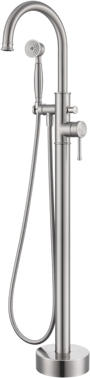 Free Standing Tub Faucet, Wintap Classic Freestanding Bathtub Faucet with Sprayer Brass Elegant Floor Mount Bath Faucets High Flow Roman Tub Filler, Brushed Nickel （WT-3311BN）