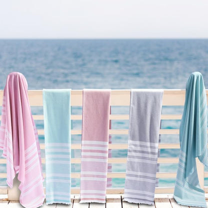 Maisonette Turkish Bath & Beach Towels - 2 Pack (36"x71"), Quick-Dry Cotton Peshtemal for Bath, Beach, Travel, Absorbent, Lightweight, Bathroom, Hammam, and Spa Towels with Eyelash Fringe, Pink