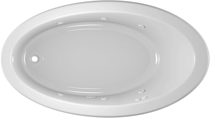 Jacuzzi SIGNATURE Acrylic Drop-In Bathtub, Jet Massage Tub, Slip Resistant, Left Drain Placement, 66" (L) x 38" (W), Oval, White