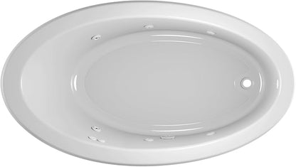 Jacuzzi SIGNATURE Acrylic Drop-In Bathtub, Jet Massage Tub, Slip Resistant, Right Drain Placement, 66" (L) x 38" (W), Oval, Oyster