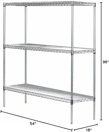 Omega 18" Deep x 54" Wide x 96" High 3 Tier Chrome Starter Shelving Unit