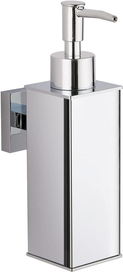 BGL Hand Soap Dispenser Stainless Steel 304 Wall Mount Chrome Soap Dispenser Holder for Bathroom (Chrome, Square)