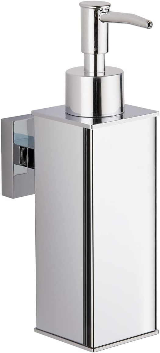 BGL Hand Soap Dispenser Stainless Steel 304 Wall Mount Chrome Soap Dispenser Holder for Bathroom (Chrome, Square)