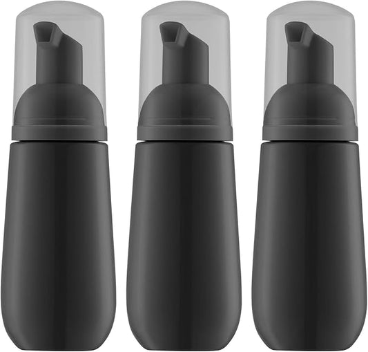 2oz Foam Bottle, Empty Travel Foaming Pump Dispenser for Hand Soap, Lash Cleanser, Shampoo (3PCS, Black)