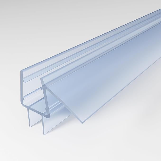 Frameless Shower Door Bottom Seal Strip for 3/8" (10mm) Thick Shower Glass, 36" Long Shower Sweep with Drip Rail, Vinyl Material, Clear - Stop Shower Leaks and Create a Water Barrier