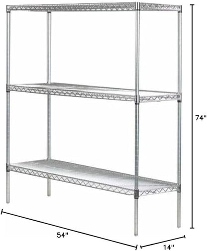 Omega 14" Deep x 54" Wide x 74" High 3 Tier Gray Starter Shelving Unit