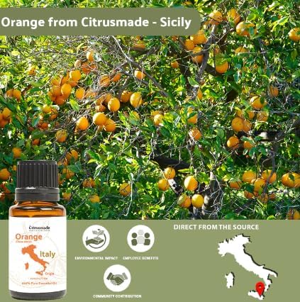 Orange Essential Oil - Direct from Citrusmade in Sicily- Pure Essential Oils for Diffusers and Aromatherapy - 100% Pure Therapeutic Grade (2LBS)