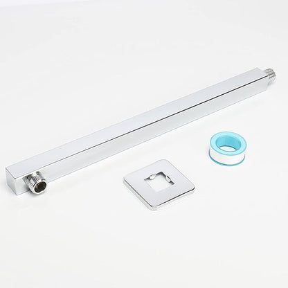 HarJue Shower Arm, Rain Shower Head Extension Extender, With Flange and Teflon Tape, Made of Thicken Stainless Steel for Bathroom Rainfall Shower (16 Inch, Chrome)