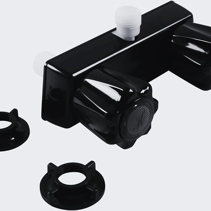 RV Shower Faucet, Camper Shower Faucet Replacement, with 2 knobs 4 Inches Outdoor Shower Faucet use for Mobile outside Van Travel Trailer Motorhome Bathroom and Boat(Black Faucet)
