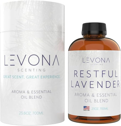 Levona Scent Essential Oil - Fresh Aroma for Home, Office, Hotel & Spa, Perfect in Humidifiers and Diffusers, Luxury Fragrance, with Eucalyptus, & Bergamot Notes - 700ml/ 23 fl oz, Restful Lavender