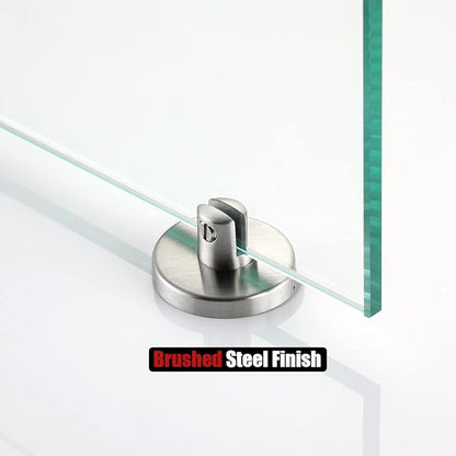 JQK Bathroom Glass Shelf, Tempered Glass Shower Storage 30 by 5 inches, 304 Stainless Steel Brushed Finish Wall Mount, TGS101L30-BN