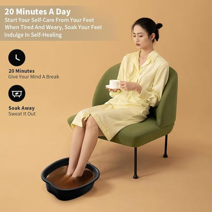 Foot Soaking Tub Large Size Foot Basin Sturdy Soaking Feet Bucket Massager Tub Exfoliation Callus Pedicure Foot Spa Bath Bucket for Women and Men (Black), 15*13*6 Inch
