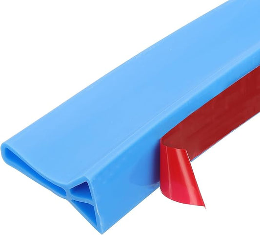 PATIKIL 2" Collapsible Shower Threshold Water Barrier, 78 Inch Self Adhesive Shower Door Bottom Seal Silicone Water Splash Guard for Bathroom Kitchen, Blue (6.5 Feet)