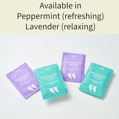 Relaxing Aroma Foot Mask 6 Pairs | Soothes & Restores Tired, Dry Feet | Hydrating Foot Treatment for Cracked Heels & Rough Skin | Home Spa Pedicure Socks | Made In Korea (Peppermint)