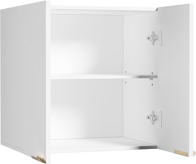ChooChoo Bathroom Wall Cabinet, Kitchen Storage Cupboard Cabinet with 2 Doors, Fluted Laundry Room Cabinet for Bathroom, Kitchen, Garage, White