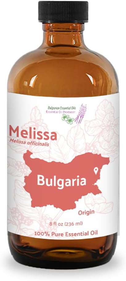 Melissa Essential Oil - Direct from Bulgarian Sustainable Farms - Steam Distilled - Aceite Toronjil for Aromatherapy, Massage, Diffuser, DIY Candle and Soap Making - 8oz