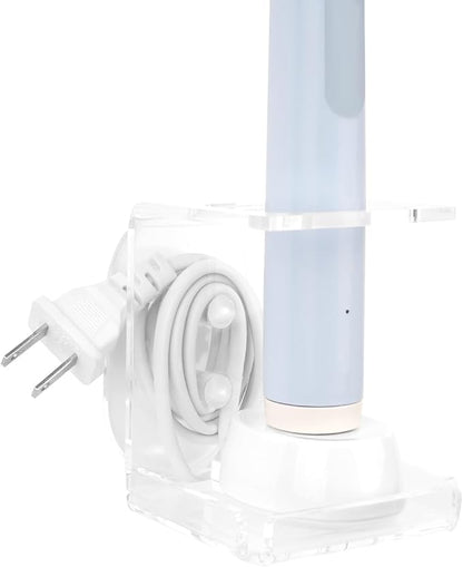 Electric Toothbrush Holder Wall Mounted, Electric Toothbrush Cord Organizer Holds 1 Chargers, Self Adhesive Electric Toothbrush Stand for Bathroom, Medicine Cabinet, Dorm(Clear)