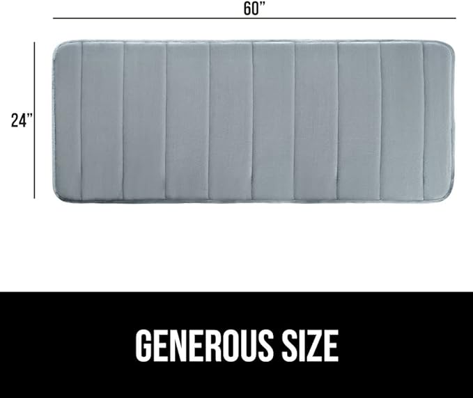 GORILLA GRIP Memory Foam Bath Mat, Soft Absorbent US Designed Bathroom Rug, Gripping Dots Machine Washable Bathmat, Cushioned Floor Mats, Shower Sink Rugs Room Décor Accessories, 60x24 Graphite Gray