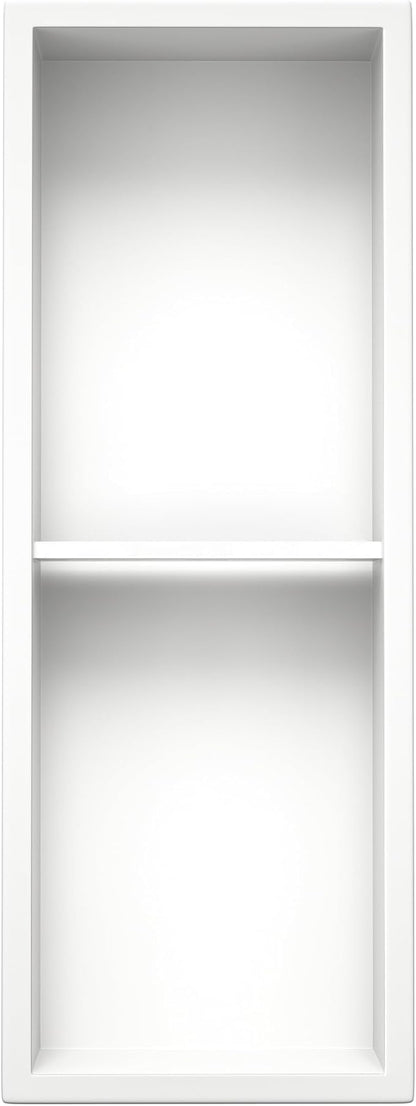 Stainless Steel Shower Niche 8"×24" White Double Shelves No Tiled Needed Niche Shower for Wall Recessed Shower Shelf for Bathroom Storage