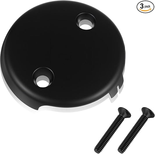 Tub Drain Overflow Covers, 3-1/8" Two Hole Bathtub Drain Overflow Cover with Screws, Fits Most Standard Bath Tub Drains(Matte Black)
