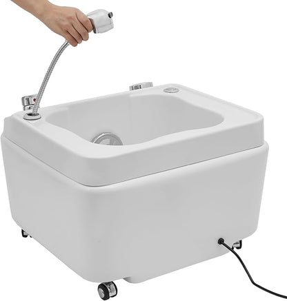 Pedicure Foot Spa, Acrylic Massage Foot Bath with Heat Hand Shower, 55W Pedicure Bowl Foot Soak Basin Tub for Soak Tub Sink Spa Shower Wash Salon (White 55W)