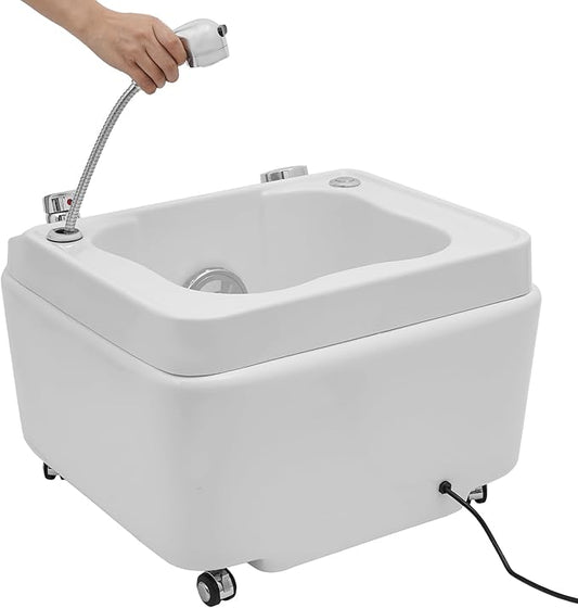 Pedicure Foot Spa, Acrylic Massage Foot Bath with Heat Hand Shower, 55W Pedicure Bowl Foot Soak Basin Tub for Soak Tub Sink Spa Shower Wash Salon (White 55W)