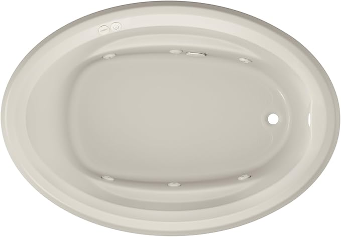 Jacuzzi SIGNATURE Acrylic Whirlpool Oval Drop-In Bathtub, Includes Heater & 6 Jet Massage, Slip Resistant, Right Drain Placement, 59" (L) x 41" (W), Oyster