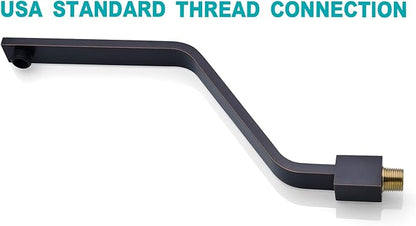 16 Inch S Shape Oil Rubbed Bronze Shower Head Arm, Square Wall Mounted Shower Arm and Flange Included