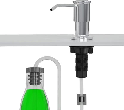 Soap Dispenser for Kitchen Sink, Chrome Built in Soap Dispensers, Stainless Steel Sink Soap Dispenser or Lotion Dispenser Pump with 47" Extension Tube Kit, Upgraded Metal Check Valve