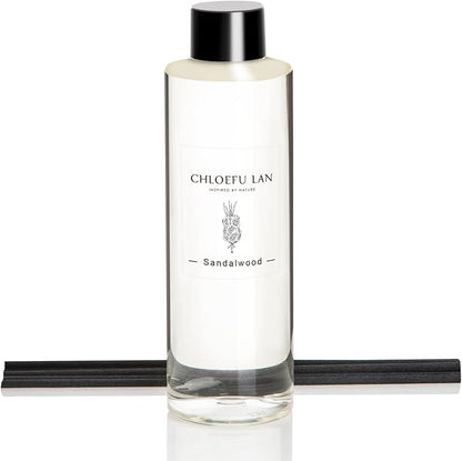 Chloefu LAN Sandalwood Essential Oil Scented Diffuser Oil 200ml/6.76 fl oz for Home, Scented Oils Diffuser Refill, Diffuser Sticks, Bathroom Diffuser, Best for Aromatherapy, SPA and Home, 0% Alcohol