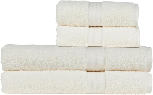 Christy Renaissance 4 Piece Cream Towel Set | 100% Egyptian Cotton | Luxury Bathroom Towels | Soft and Super Absorbent | 675 GSM | 2 Bath Sheet 2 Hand | Parchment
