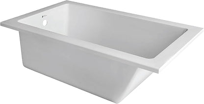 Fine Fixtures Drop In White Soaking Bathtub, Fiberglass Acrylic Material, 48"L x 32"W x 19"H