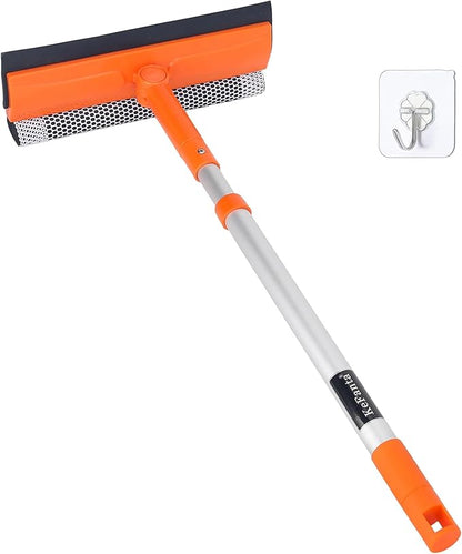 Window Squeegee for Home, Car Windshield Cleaner Tool with Extension Pole 20''-30'', Glass Door and Mirror Washer for Shower Cleaning