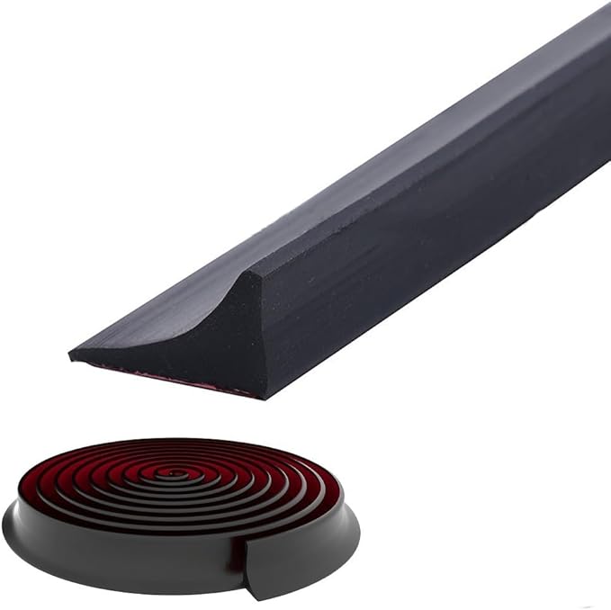 Shower Threshold Water Dam,Self Adhesive Silicone Waterproof Barrier Bathroom and Kitchen Shower Water Stopper Guard for Dry and Wet Separation Caulk Seal Strip Edge Trim (39Inch, Black)