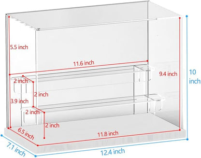 Choowin 3 Tier Clear Acrylic Display Case for Collectibles, Mini Figures, Pop Mart, Labubu, Sonny Angel, Smiski - Assemble Dustproof Acrylic Display Box with Door, Stand (White Base, Clear Step)