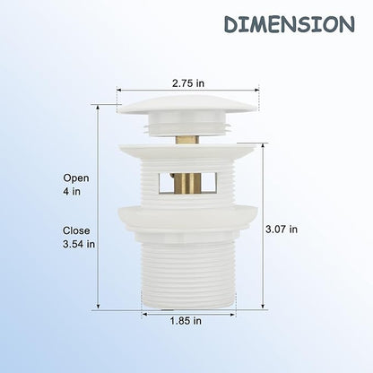 Tub Stopper Bathtub Drain, Brass Pop-up Freestanding Bathtub Drain Stopper, Fits Most Freestanding Tub Rough- in Kits (White)