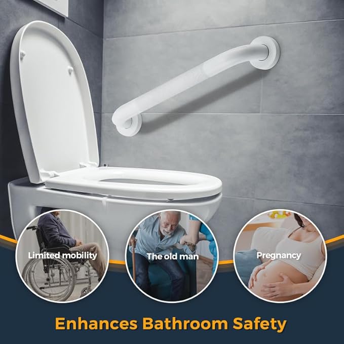Grab Bars for Shower, 2 Pack 20-Inch Anti Slip Shower Handles for Elderly, Safety Shower Grab Bar, Stainless Steel Handicap Grab Bars for Bathroom (White 1" Diameter)