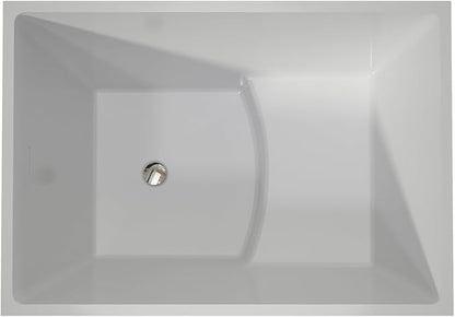 39" Acrylic Freestanding Bathtubs, Stand Alone Tub, Japanese Soaking Tub for Bathroom, Integrated Overflow and Drain, cUPC Certified, Gloss White