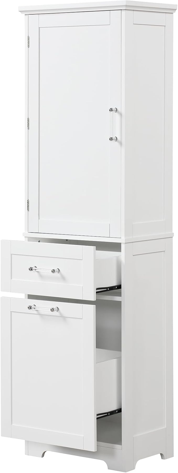 Favfurish 68" Tall Bathroom Storage Cabinet with Door and 2 Drawer,Modern Linen Cabinets w/Adjustable Shelf & Magnetic Door Stopper,Freestanding Organizer for Bath Room,Study,Office,Kitchen White