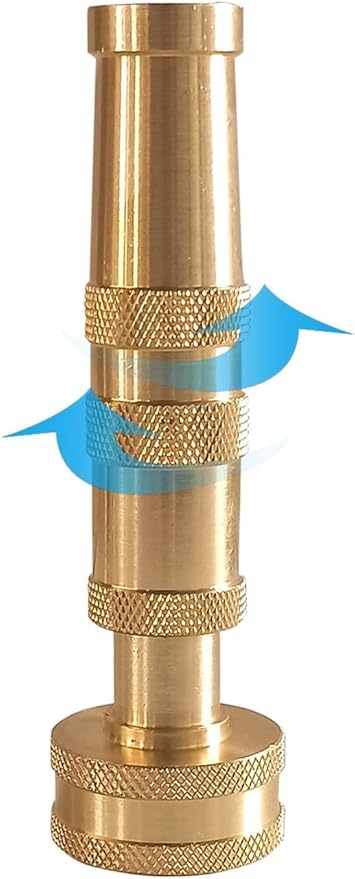 Lengthened Rod Garden Hose Nozzle Heavy Duty High Pressure Water Sprayer for Garden Spray Patio Outdoor Washer Pet Shower Car Wash attachment (Brass)