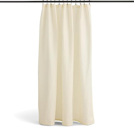 Preston Lane Stonebridge Linen Cotton Shower Curtain, 72" x 72" – 67% Linen 33% Cotton Blend, Fabric Bathroom Curtain with Reinforced Holes with Stitching, Made in Portugal, Alabaster