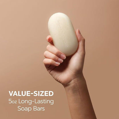Shugar Soapworks Oatmeal & Eucalyptus 5 oz Beauty Bar Soap 8-Pack | Plant-Based Formula | Sulfate & Paraben Free | Moisturizing Gentle Cleanser for Sensitive Skin, Body & Hands