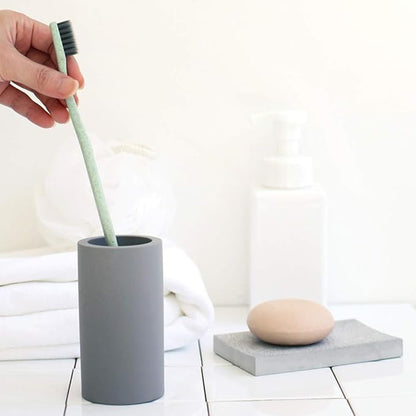 2 Pack Toothbrush Holder Bathroom Diatomite Toothbrush Organizer Stand, Water Absorption Fast Drying Toothbrush Cup Holder for Electric Toothbrush Toothpaste Razor Makeup Brush (Dark Grey+Light Grey)