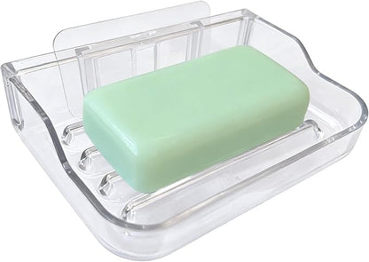 Soap Bar Holder for Shower Wall Mounted, Soap Dish Container Saver Strong Adhesive No Drilling for Bathroom Kitchen Sink, Clear