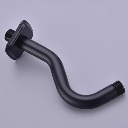 TRUSTMI Curved Shower Arm with Flange, 8-inch S-Shape Stainless Steel Top Shower Head Extension Replacement, Wall Mounted, Matte Black