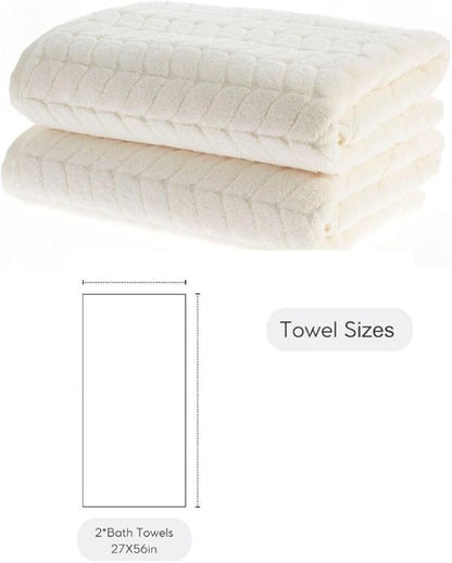 BAGNO MILANO Turkish Bath Towels, Soft Plush Jacquard Luxury Bath Towels, Quick Dry Towel Set (Navy, 2 pcs Bath Towel Set)